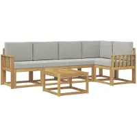 vidaXL Ensemble de salon de jardin 6 pièces, blanc et gris clair