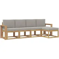 vidaXL Ensemble de canapés d'extérieur , 5 pièces, blanc et gris clair