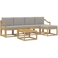 vidaXL Ensemble de salon de jardin , 6 pièces, blanc et gris clair, en polyester