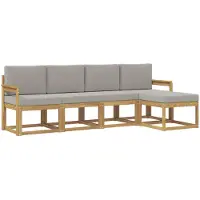 vidaXL Ensemble de canapés d'extérieur , 5 pièces, blanc et gris clair