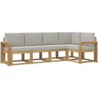 vidaXL Ensemble de salon de jardin 5 pièces, blanc et gris clair