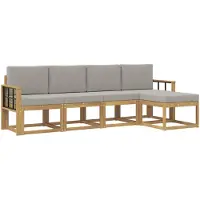 vidaXL Ensemble de canapés d'extérieur , 5 pièces, blanc et gris clair
