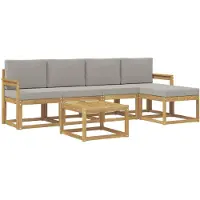 vidaXL Ensemble de canapés d'extérieur , 6 pièces, blanc et gris clair, 59 x 59 x 37 cm