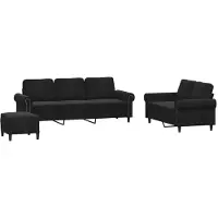 vidaXL Ensemble de canapés 3 pièces avec coussins Noir velours