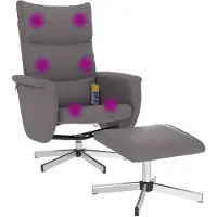 vidaXL Fauteuil de massage avec repose-pieds Gris Similicuir