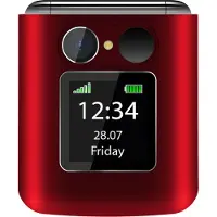 Beafon Fold10 LTE - 4G, Silver Line, téléphone à clapet à grosses touches, rouge-argent
