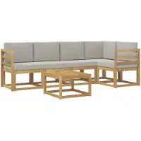 vidaXL Ensemble de salon de jardin 6 pièces, blanc et gris clair