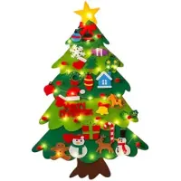 Kruzzel 26548 Arbre de Noël en feutre avec ornements et lumières LED, 100 cm