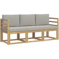vidaXL - Ensemble de canapés d'extérieur, 3 pièces, blanc et gris clair, en polyester