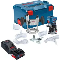 Bosch Fraiseuse d'arêtes sans fil GKF 18V-8 Professional 18 V 8,0 mm sans balais + 1 batterie ProCORE 5,5 Ah + chargeur + unité de plongée + L-Boxx