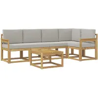 vidaXL Ensemble de salon de jardin 6 pièces, blanc et gris clair