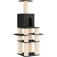 vidaXL Arbre à chat avec poteaux à griffer en sisal, gris foncé, 180 cm