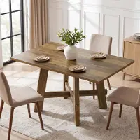 Tribesigns Table à manger de 120 cm avec pieds robustes, table de cuisine pour 4 personnes, table de cuisine de style rustique avec traverses, pour le salon, l'appartement