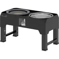 OEM Table pour chien réglable, avec abreuvoir, 2 gamelles en acier inoxydable pour chiens de petite à grande taille, noir