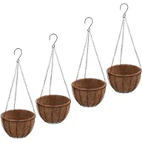 vidaXL Jardinières suspendues 4 pcs avec doublure coco Noir Ø 30x52 cm