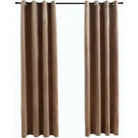 vidaXL Rideaux occultants avec anneaux 2 pcs Velours Beige 140x245 cm