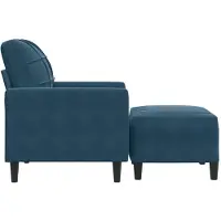 vidaXL Fauteuil avec tabouret bleu 60 cm velours