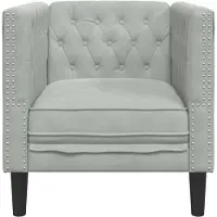 vidaXL Fauteuil Chesterfield gris clair velours