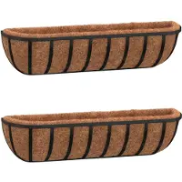 vidaXL Jardinières murales 2 pcs en coco noir 76x21x16 cm acier