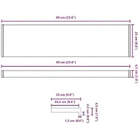 vidaXL Appui de fenêtre noir avec grain de bois 60 x 25 x 4,5 cm PVC