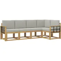 vidaXL Ensemble de salon de jardin 5 pièces, blanc et gris clair