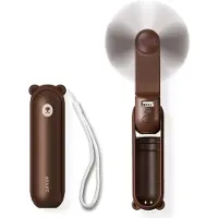 JISULIFE Ventilateur portable Life8 Plus, ventilateur USB avec fonction batterie externe 4500 mAh et lampe de poche, couleur marron