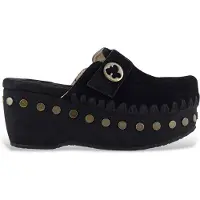Mou pour femme. MU.SW611001A Sabot en daim uni noir (37), 3 à 5 cm, Cuir, Aucun, Casuel
