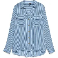 Vero Moda Chemisier 'VMBumpy' bleu ciel / blanc