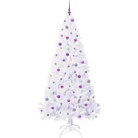 vidaXL Sapin de Noël artificiel avec 300 LED Blanc 240 cm PVC et Acier