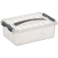 Q-Line Boîte en plastique 4 litres, DIN A5, transparente, 300 x 200 x 100 mm, verrouillable avec clip