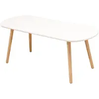 Supfine Table basse Table d'appoint Table de salon avec pieds en bois 50x110cm Ovale