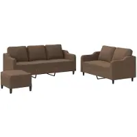 vidaXL Ensemble de canapés 3 pièces avec coussins Tissu brun