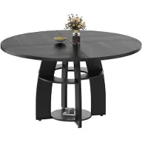 StarTech.com Table de salle à manger ronde 120 cm - Table de cuisine et de salle à manger - Avec tablette - Design scandinave - Pour 4 personnes - Peu encombrante, en bois - Noire