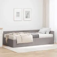 Prolenta Maison Exclusive - Structure de lit avec sommier intégré et matelas, 2 pièces, couleur taupe, 90 x 190 cm, tissu