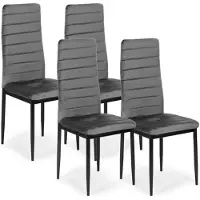 Ekspand Chaises à dossier profilé - VELVET GRIS - 4 pièces