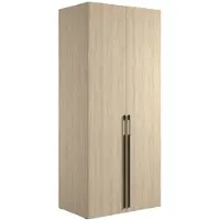 Meublorama Armoire SORIA 90 cm chêne et noir – 2 portes battantes