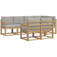 vidaXL Ensemble de salon de jardin 7 pièces, blanc et gris clair