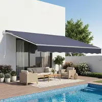 Vevor Store Banne Manuel 350x300 cm Auvent Rétractable pour Terrasse et Balcon