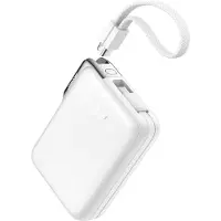JOYROOM Batterie externe JR-PBF27 Pro 10000mAh 30W avec câble USB-C intégré et câble supplémentaire bidirectionnel USB-C vers Lightning - blanche