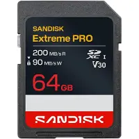 SanDisk Extreme PRO Carte SD SDXC 64Go UHS-I 4K Ultra HD Carte 200/90Mb/s