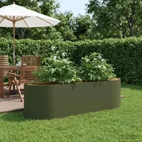 Prolenta Maison Exclusive - Jardinière surélevée pour jardin, couleur olive, 140 x 40 x 40 cm, en acier