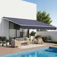 Vevor Store Banne Manuel 400x300 cm Auvent Rétractable pour Terrasse et Balcon