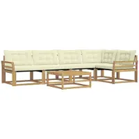 vidaXL Ensemble de salon de jardin 6 pièces, blanc et crème