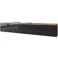 Bratex Meuble TV CERIEE 180 – chêne wotan / noir brillant