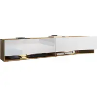 Bratex Meuble TV CALIBURI 180 – chêne wotan / blanc brillant