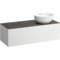 Laufen Il Bagno Alessi Élément à tiroirs, 1 trou pour robinet, plaque de pierre Marrone Naturale, découpe à droite, 120x50x37cm, pour vasque de toilette H81897 5, H4323170972601