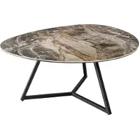 Riess riess-ambiente Table basse moderne MARVELOUS 90 cm taupe noir marbre métal céramique table d'appoint pour salon