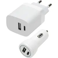 Speedlink Wall & Car Charger Set USB-A & USB-C 15W, blanc