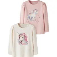 Name it T-Shirt 'NMFKIMIA' beige / bleu clair / magenta / rosé