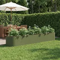 Prolenta Maison Exclusive - Jardinière surélevée pour jardin, couleur olive, dimensions 300 x 40 x 40 cm, en acier